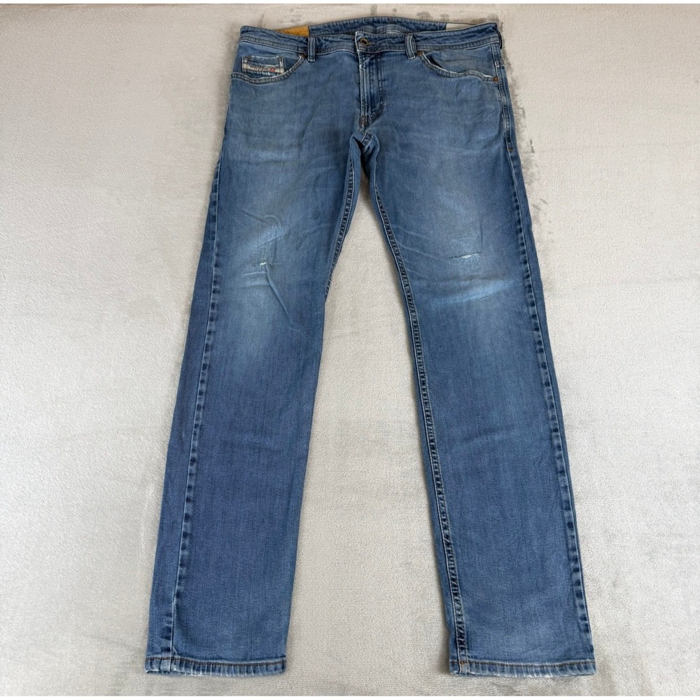 Diesel Thommer Slim Skinny Jeans Mens 38x34 Blue Denim Distressed Stretch